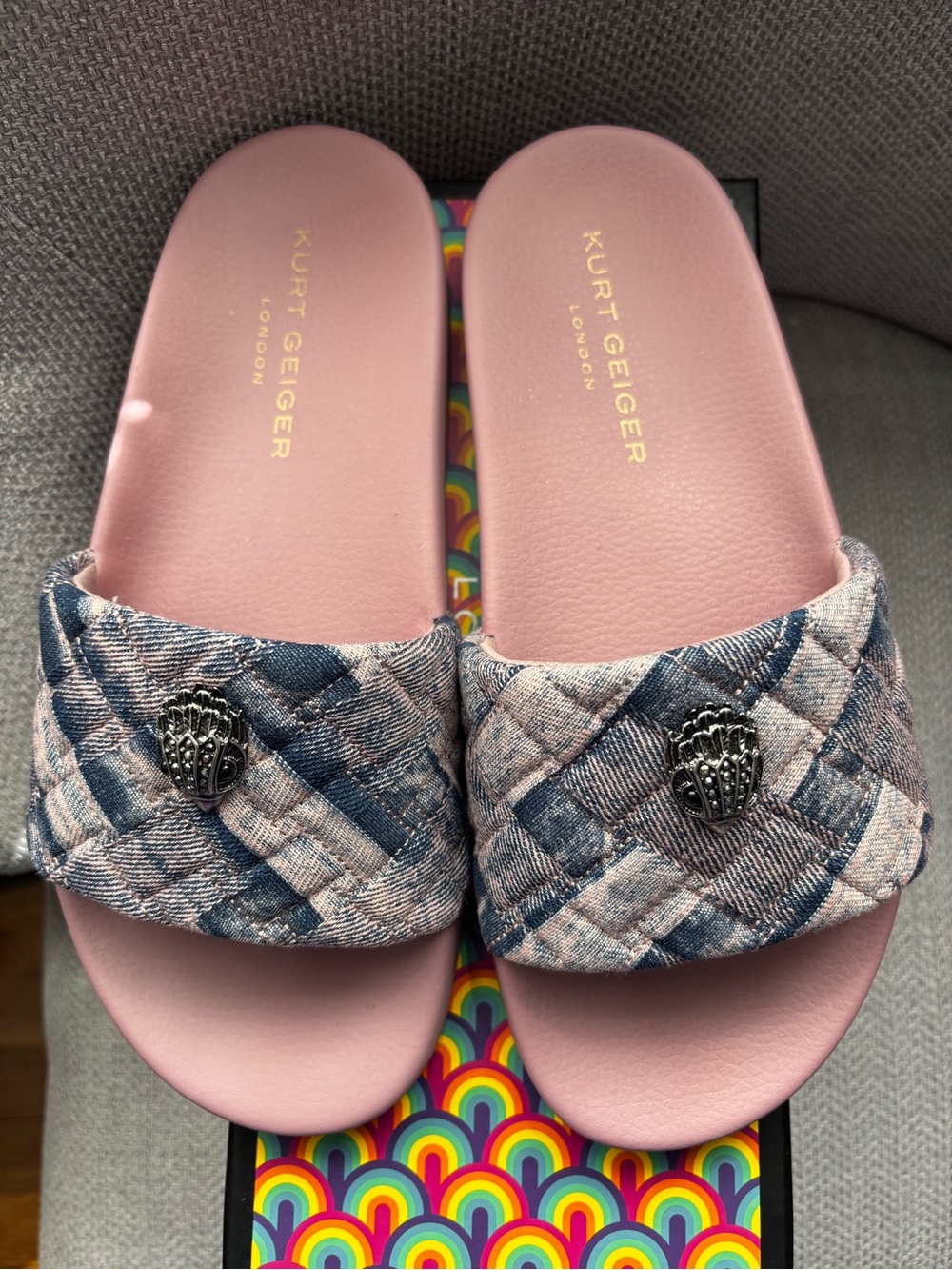 Kurt Gieger Meena Quilted Denim Patchwork Slide Sandals
